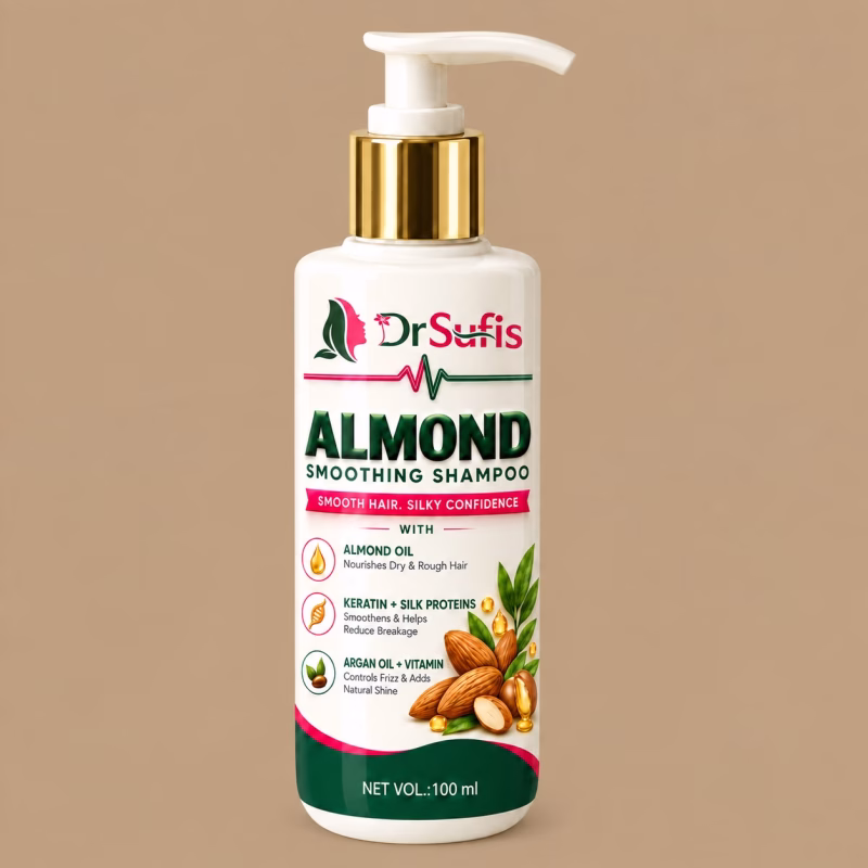 Dr Sufis Almond Smoothening Shampoo for Dry & Frizzy Hair With Keratin & Argan Oil