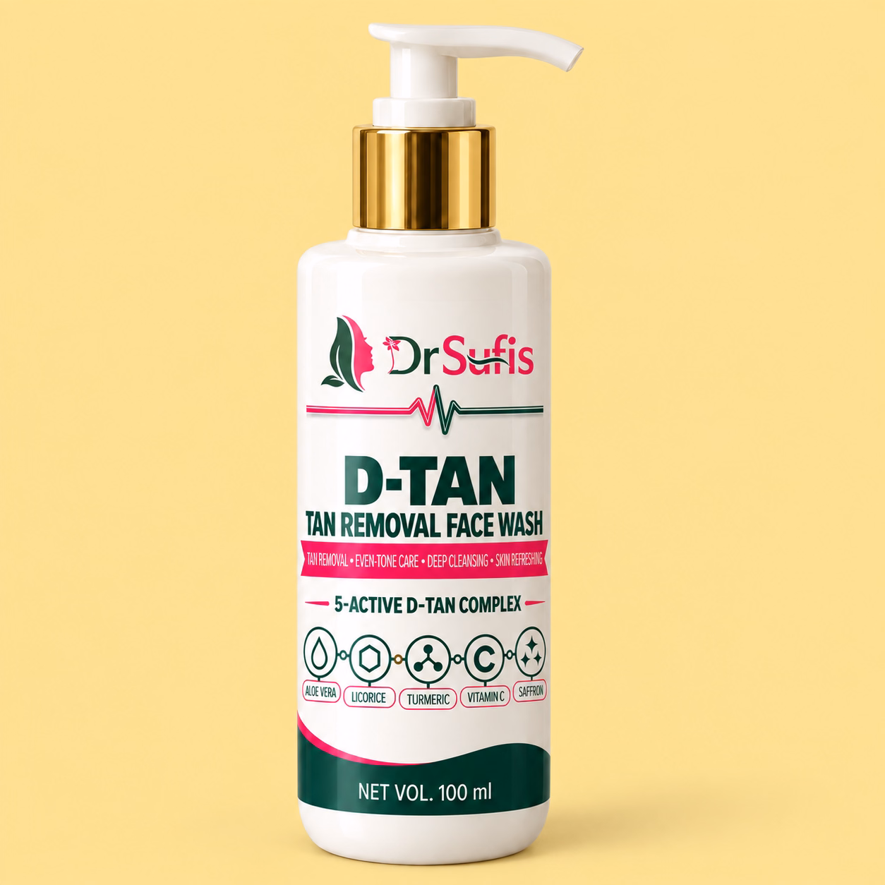 Dr Sufis D-Tan Face Wash for Tan Removal Tan Removal & Brightening Formula