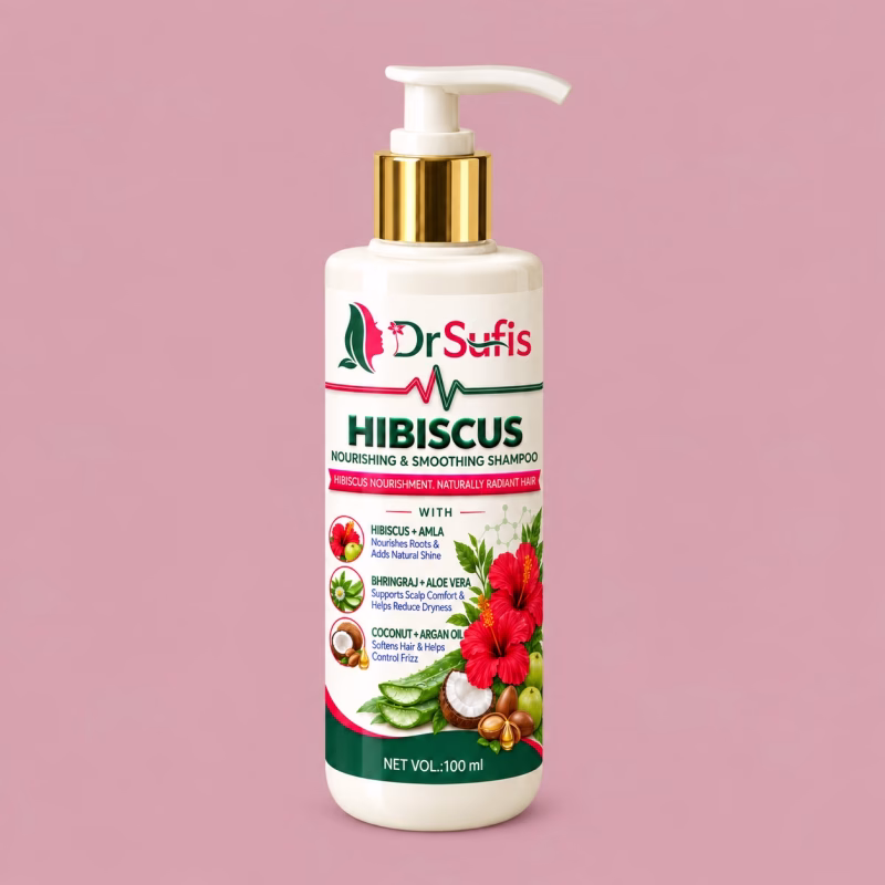 Dr Sufis Hibiscus Shampoo for Hair Fall, Frizz Control & Shine
