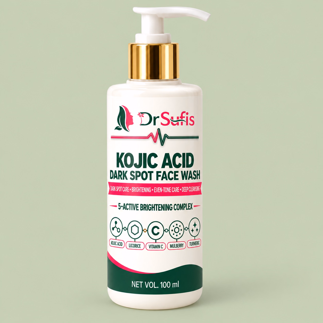 Dr Sufis Kojic Acid Face Wash for Pigmentation Brightening & Even-Tone Formula