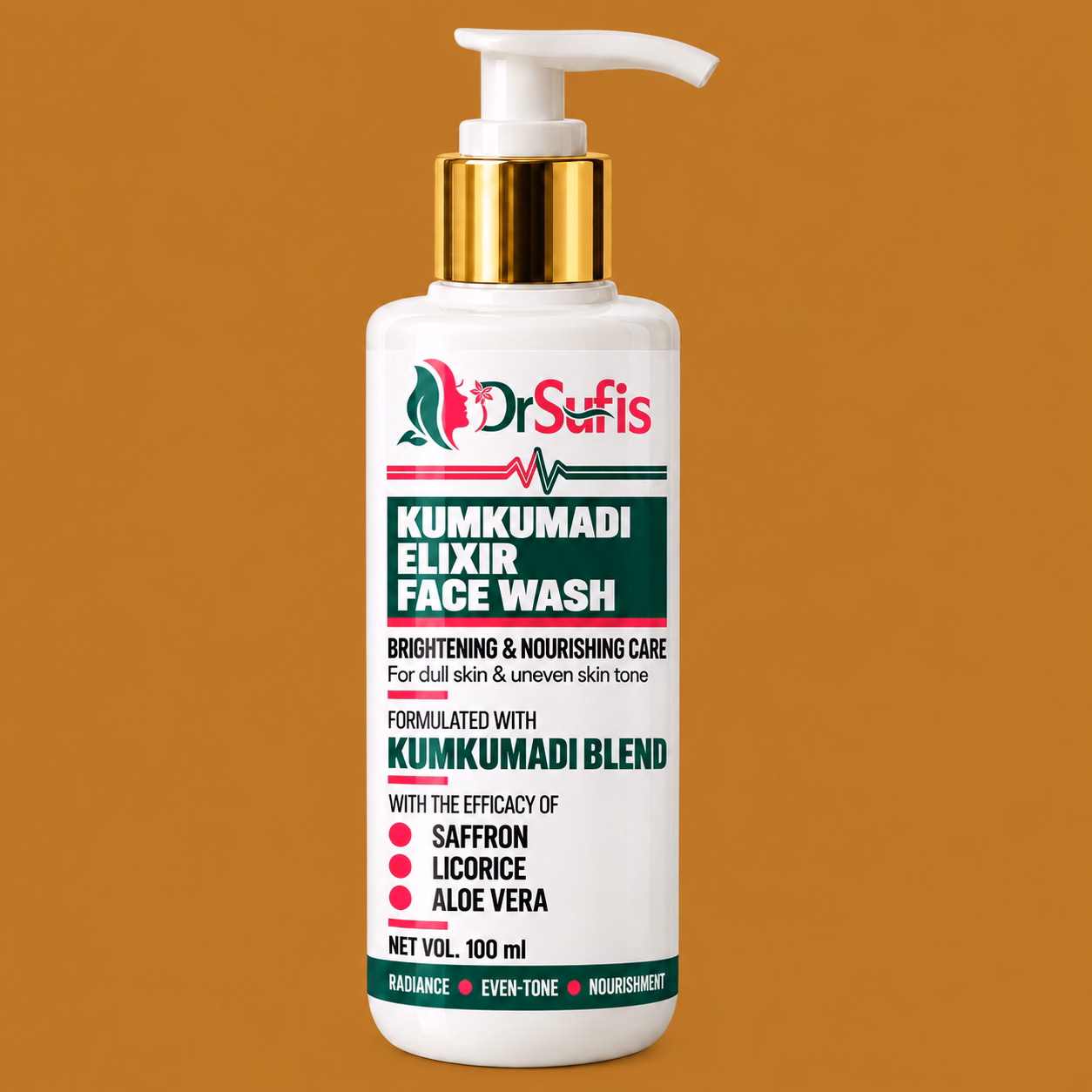 Dr Sufis Kumkumadi Face Wash for Glowing Skin Brightening & Nourishing Formula