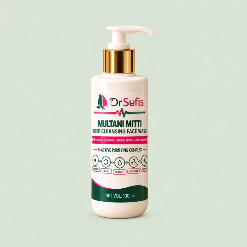 Dr Sufis Multani Mitti Face Wash for Oily Skin With Turmeric, Neem, Licorice, Saffron and Green Tea