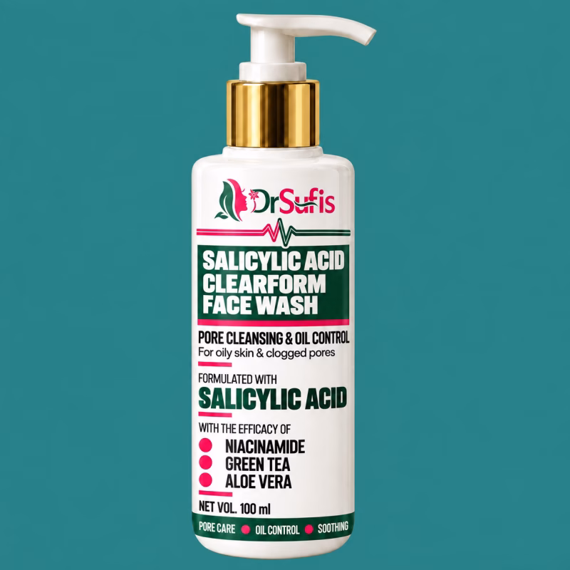 Dr Sufis Salicylic Transparent Face Wash for Oily Skin Pore Cleansing and Oil Control Formula
