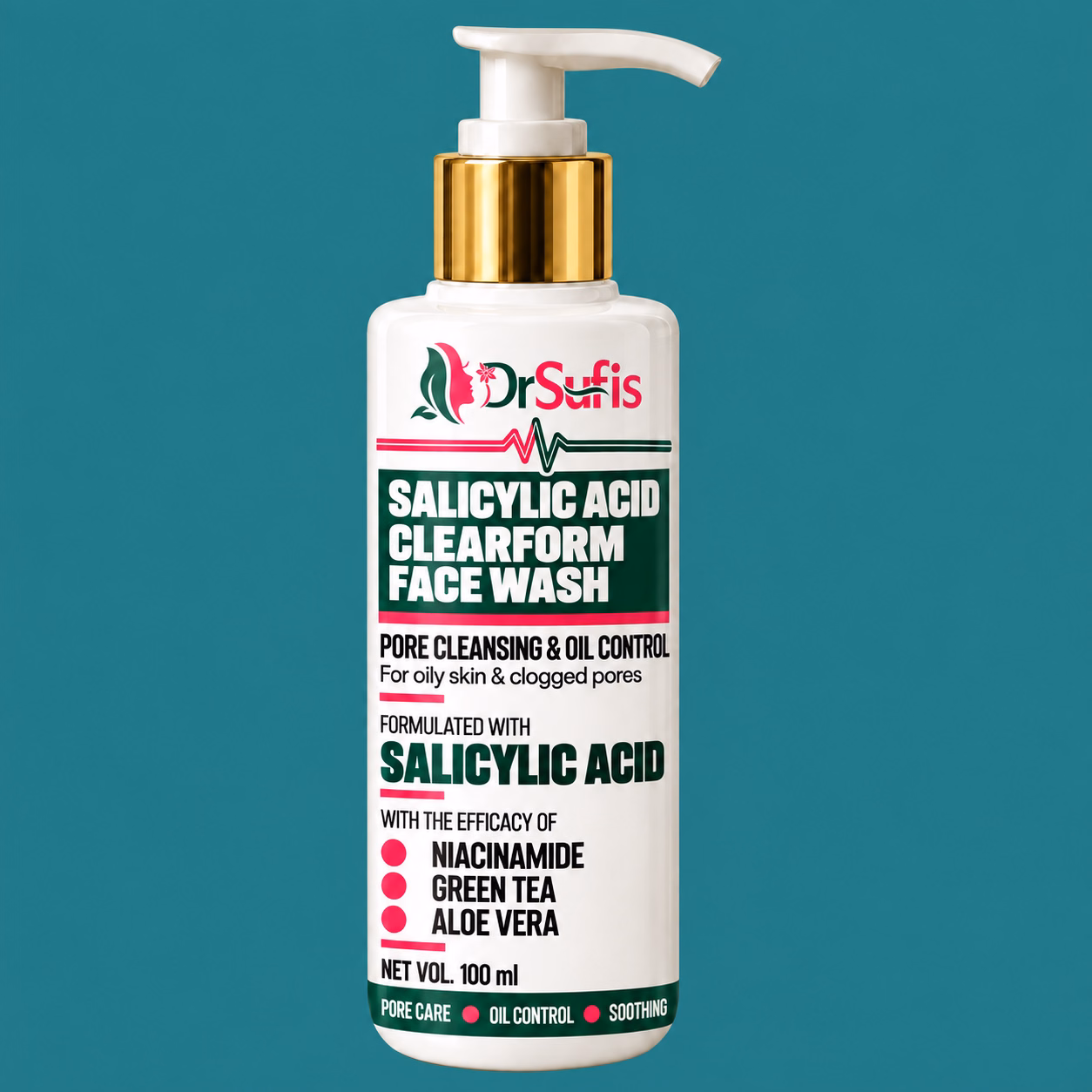Dr Sufis Salicylic Transparent Face Wash for Oily Skin Pore Cleansing and Oil Control Formula