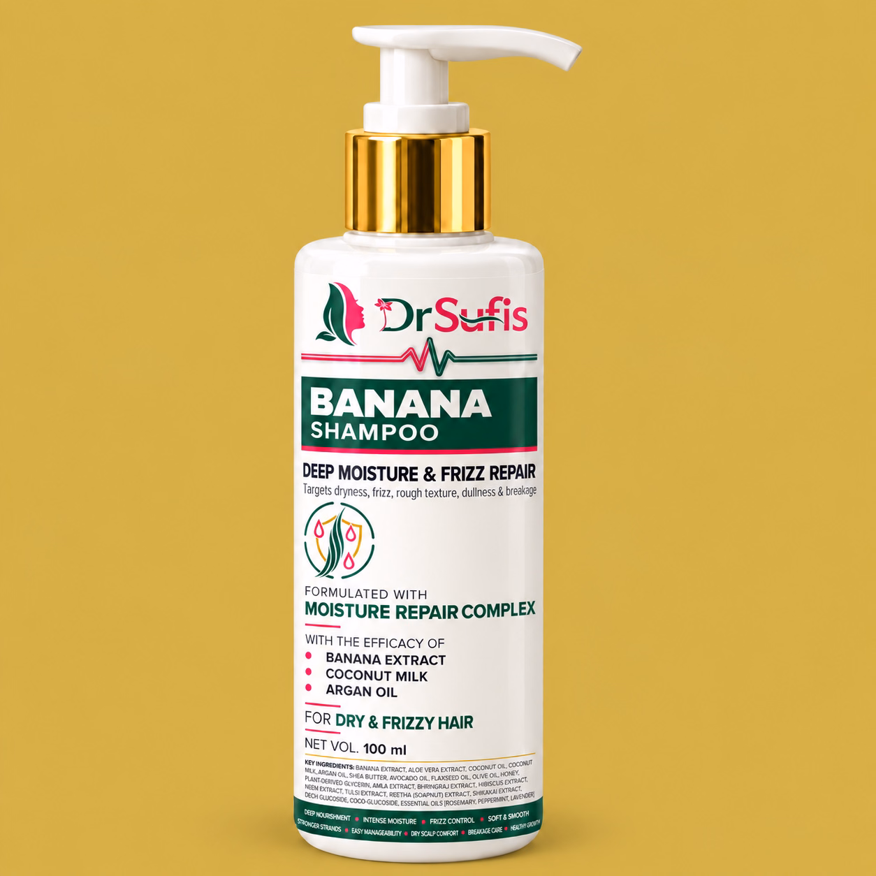 Dr Sufis Banana Shampoo for Deep Nourishment & Frizz Control