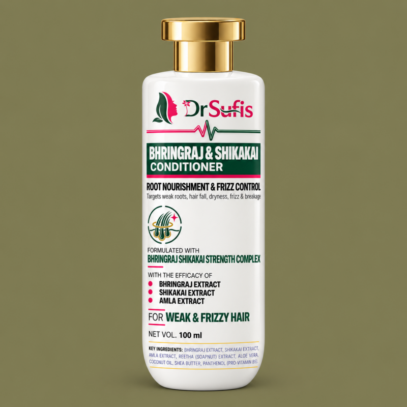 Dr Sufis Bhringraj & Shikakai Hair Strengthening Conditioner for Healthy Growth, Frizz Control & Shine
