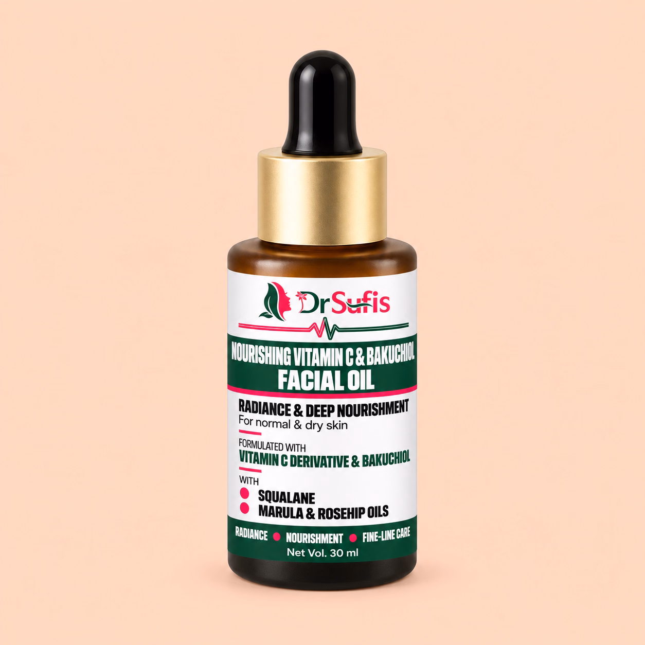 Dr Sufis Vitamin C & Bakuchiol Facial Oil for Dry Skin