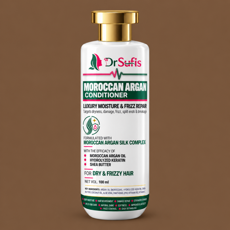 Moroccan argan conditioner for deep moisture, frizz control and silky shine